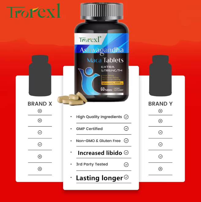 Ashwagandha Maca Tablets Male Enhancing Supplement Improved Energy & Endurance